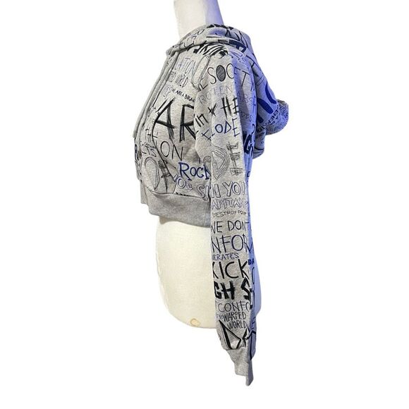 MOSCHINO COUTURE Gray Cropped New w Tags Zip Hoodie ICONIC !! Sz Small Sweatshi - Picture 15 of 15